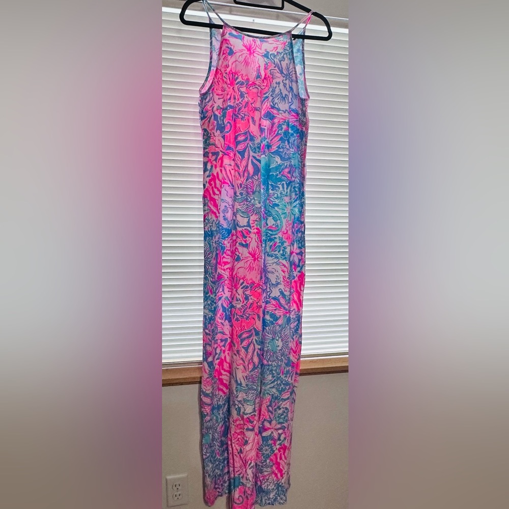 Lilly Pulitzer Margot Pink and Blue Maxi Dress EUC!  Washed but never worn.